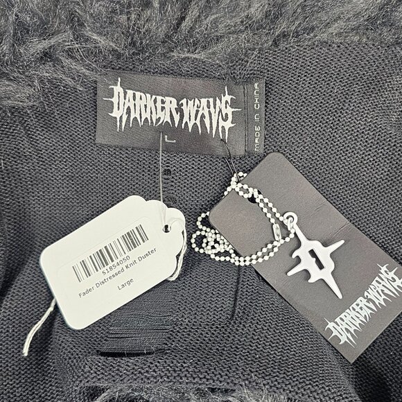 Dolls Kill Darker Wavs Large Midi Long Sleeve Knit Duster With Faux Fur Trim NWT - Picture 11 of 11